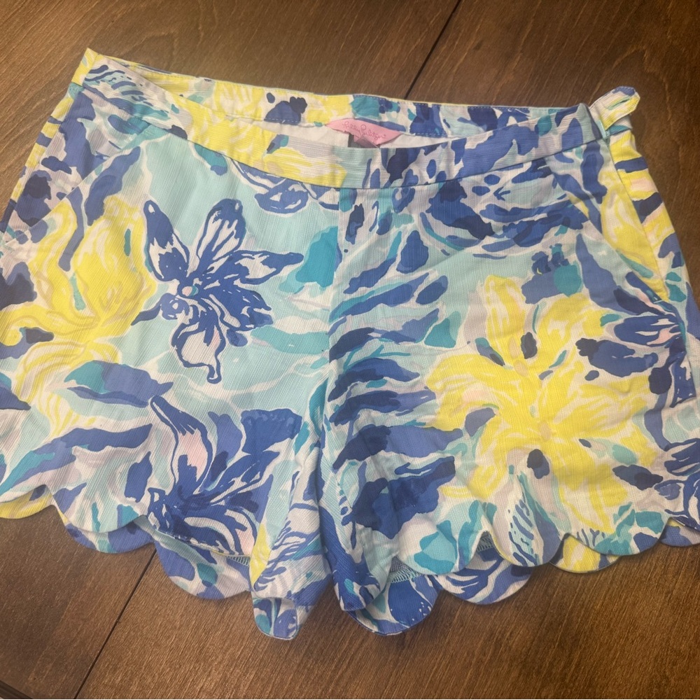Lilly Pulitzer High Waist Blue and Yellow Floral Shorts